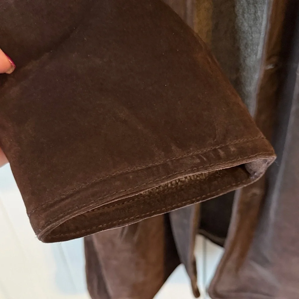 Pacific Trail Mens 2XT Chocolate Brown 100% Leather/suede Coat w/ Sherpa Lining - Picture 10 of 13